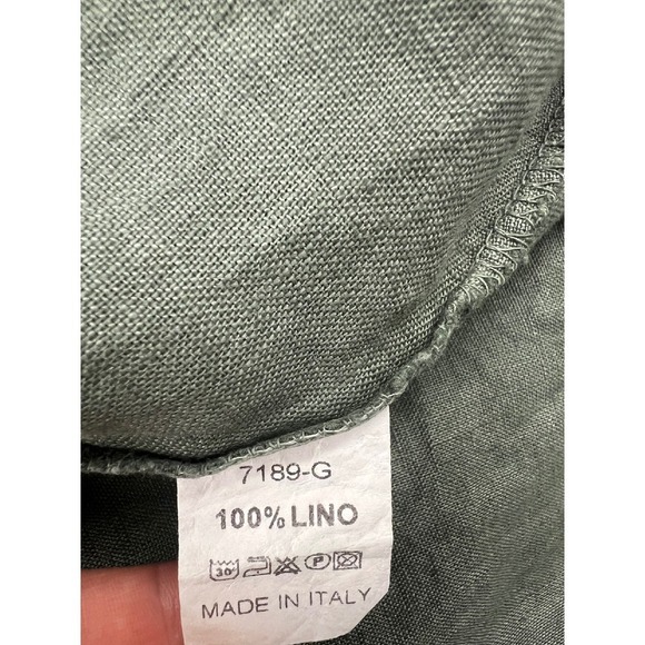 Meo Meli Italy Linen Dress Sleeveless Olive Green Casual Summer Made Italy M/L - Picture 4 of 4